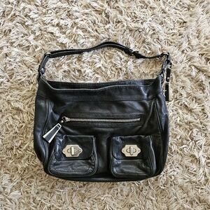 Olivia Harris Black Leather Chunky Handbag